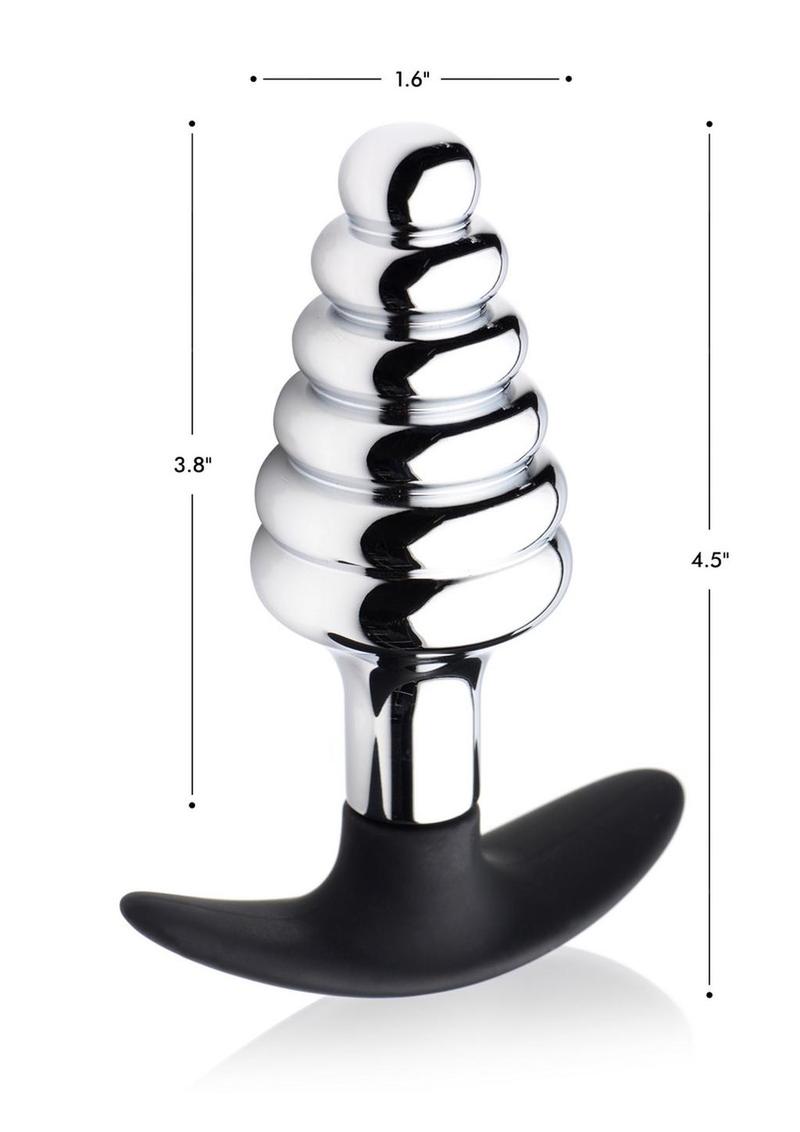 Master Series Dark Hive Metal and Silicone Anal Plug - Metal/Silver