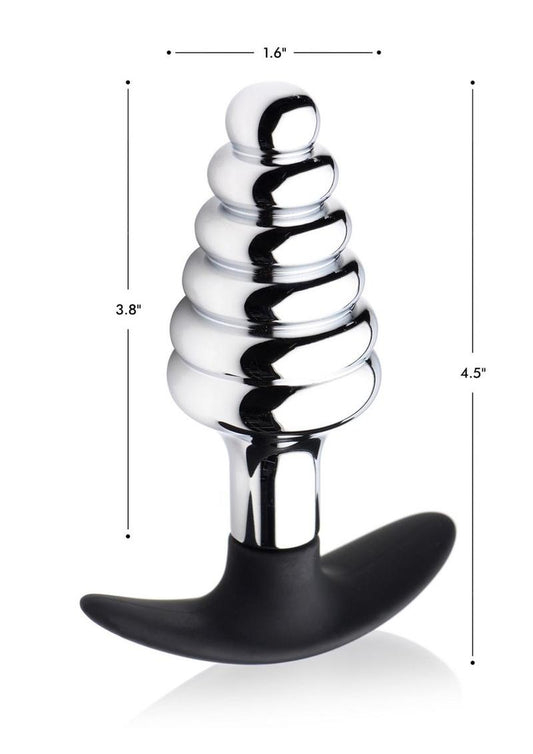 Master Series Dark Hive Metal and Silicone Anal Plug - Metal/Silver