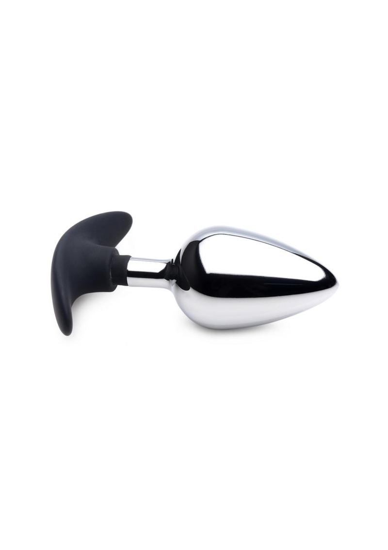 Master Series Dark Invader Metal and Silicone Anal Plug - Metal/Silver - Large