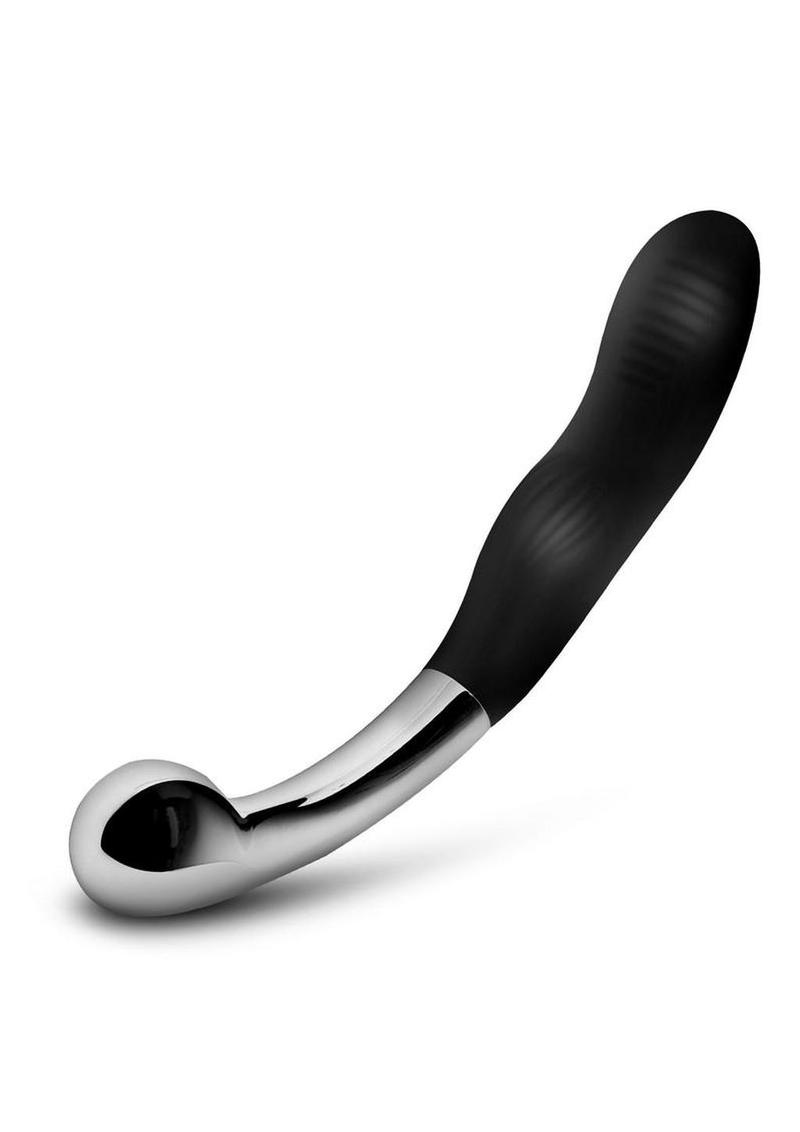Master Series Dual Desire Dual-Ended Silicone and Metal Dildo - Black/Silver
