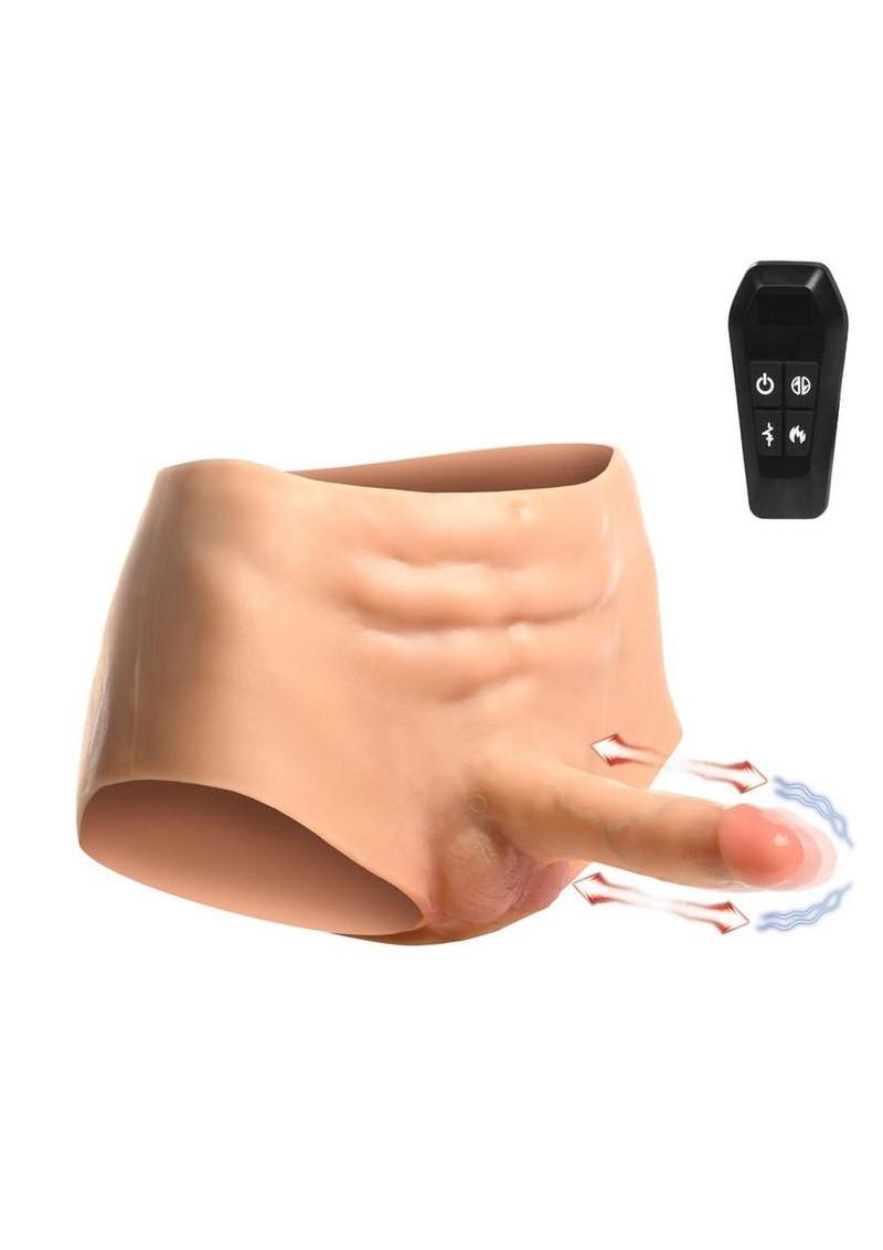 Master Series Power Briefs Thrusting Vibrating Rechargeable Silicone Penis Panties Torso - Vanilla