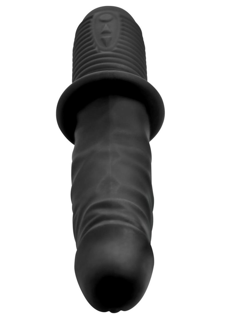 Master Series Power Pounder Vibrating and Thrusting Silicone Dildo - Black