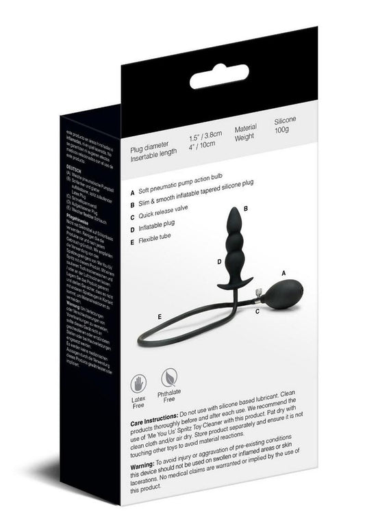 ME YOU US Inflatable Silicone Anal Beaded Plug - Black