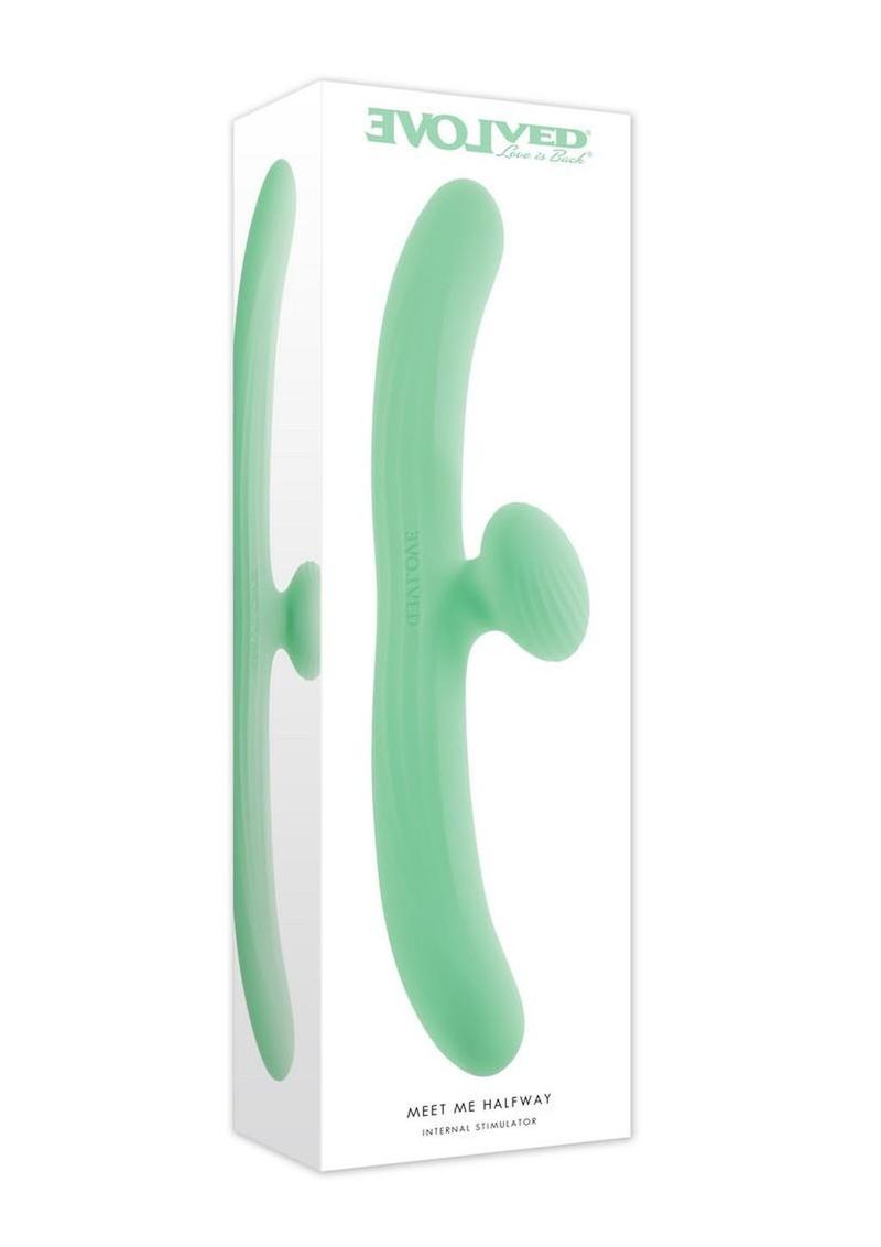 Meet Me Halfway Rechargeable Silicone Dual Vibrator - Green