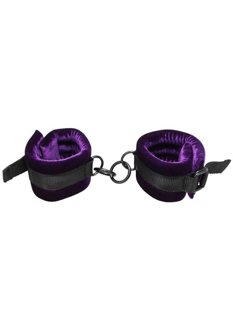 Merci Velvet Ankle Cuffs - Black/Purple