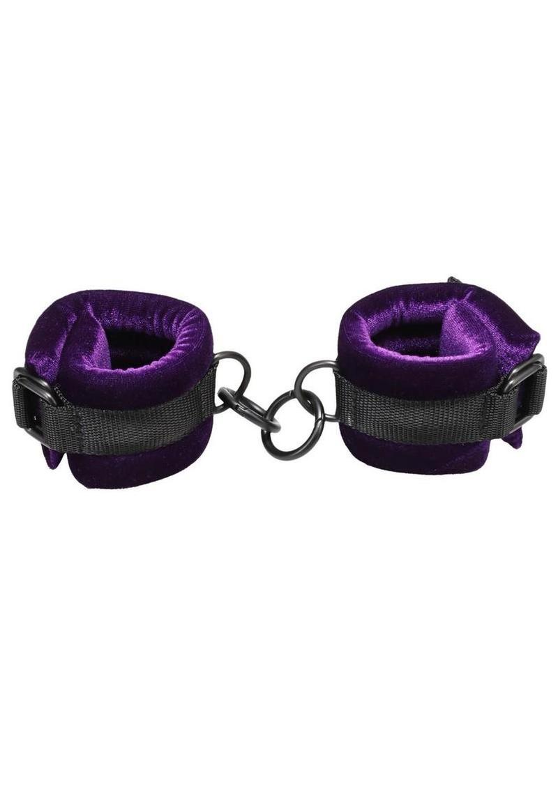 Merci Velvet Wrist Cuffs - Black/Purple