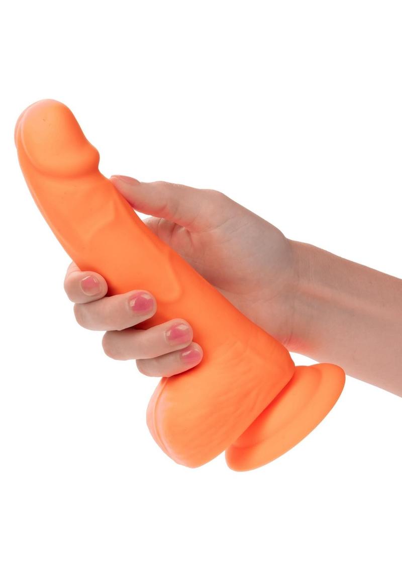 Neon Silicone Studs Dildo - Orange - 6in
