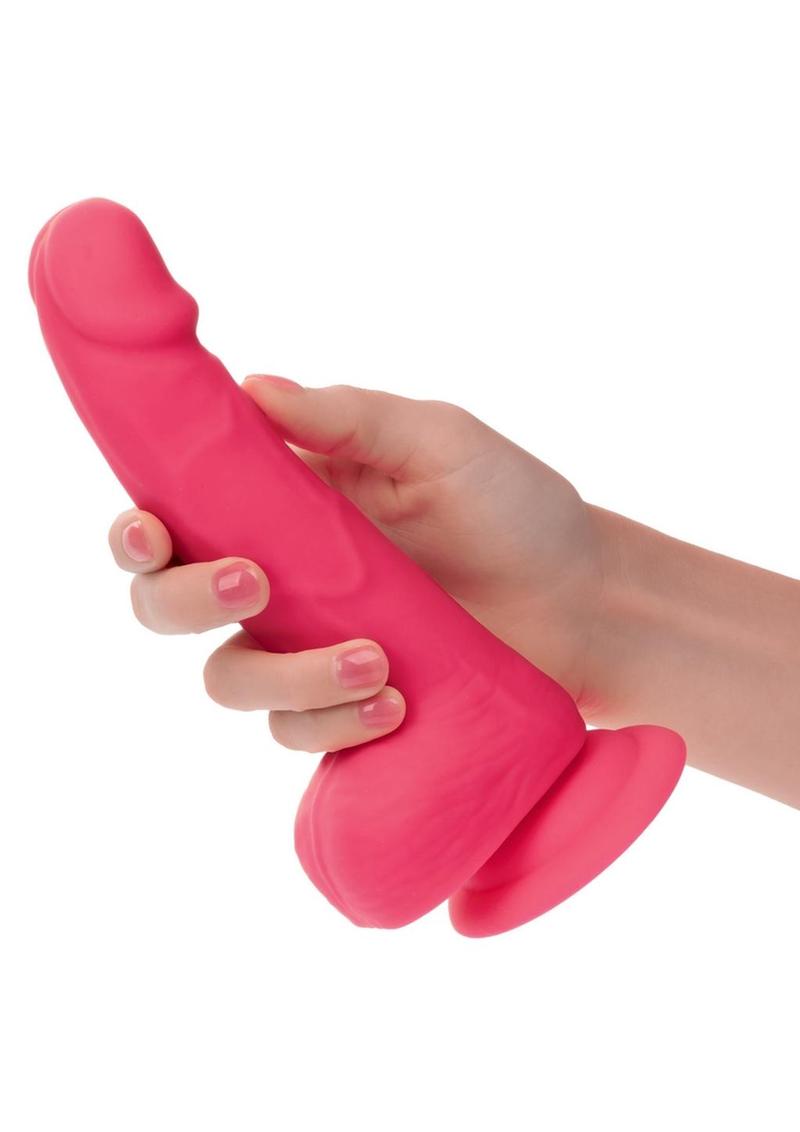 Neon Silicone Studs Dildo - Pink - 6in