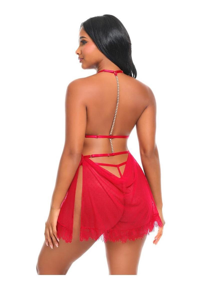 Oh LA LA Cheri Aliza Babydoll - Red - Large/XLarge