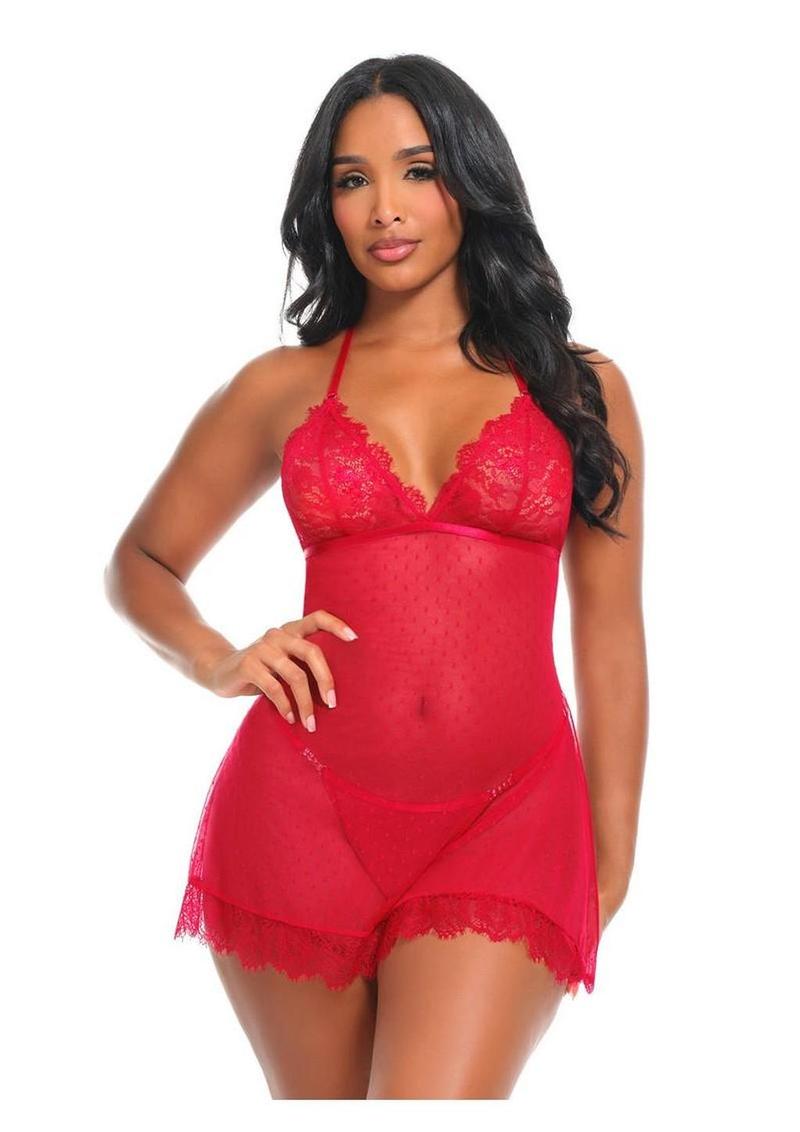 Oh LA LA Cheri Aliza Babydoll - Red - Medium/Small