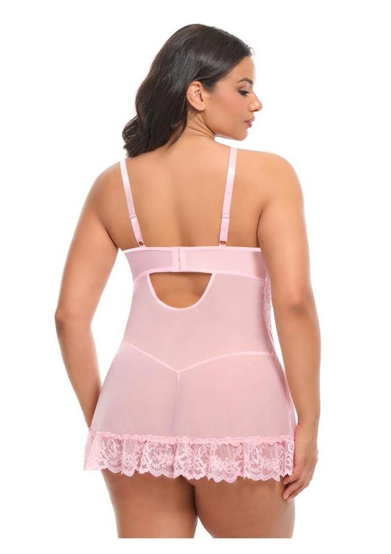 Oh LA LA Cheri Forever Valentine Babydoll Plus - 1x/2x - Pink