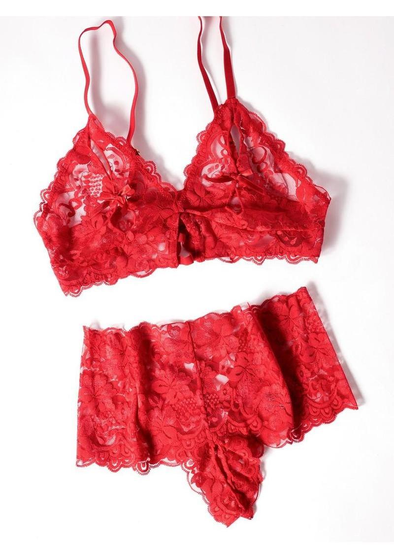Oh LA LA Cheri Goodnight Kiss - Red - Large/XLarge - 2 Piece/Set