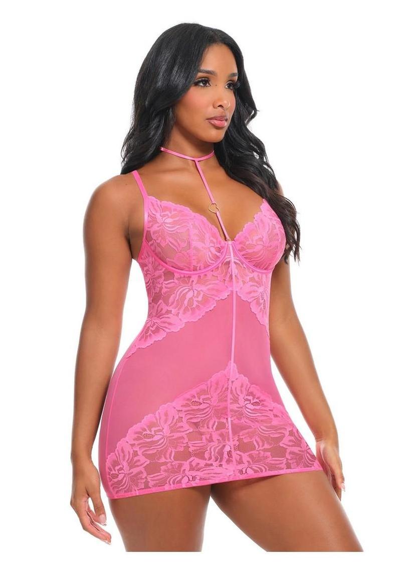 Oh LA LA Cheri Luly Babydoll - Pink - Large - 3 Piece/Set