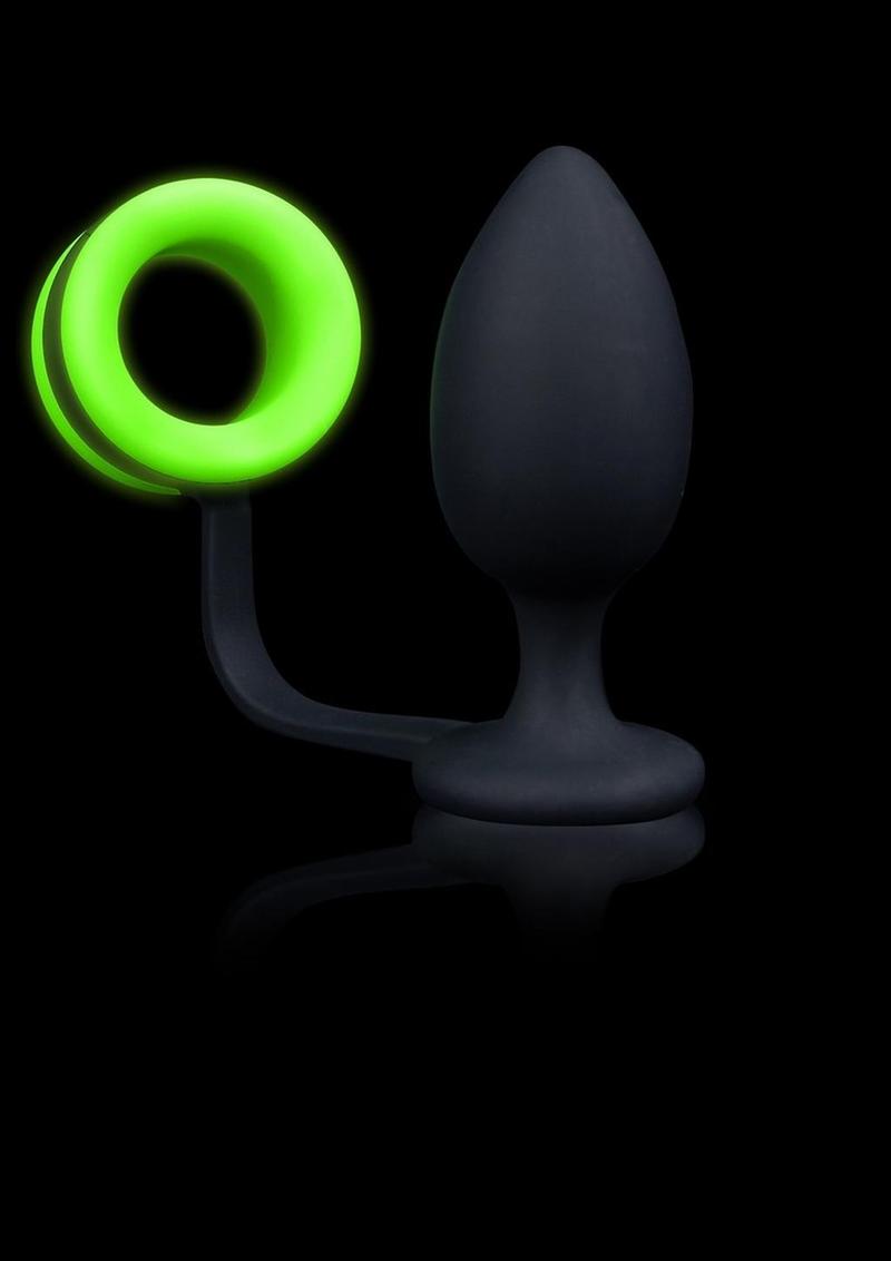 Ouch! Butt Plug with Cock Ring Silicone - Glow In The Dark/Green