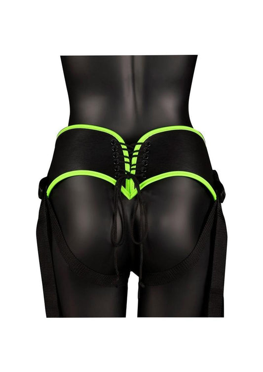 Ouch! Strap-On Harness - Black/Glow In The Dark/Green