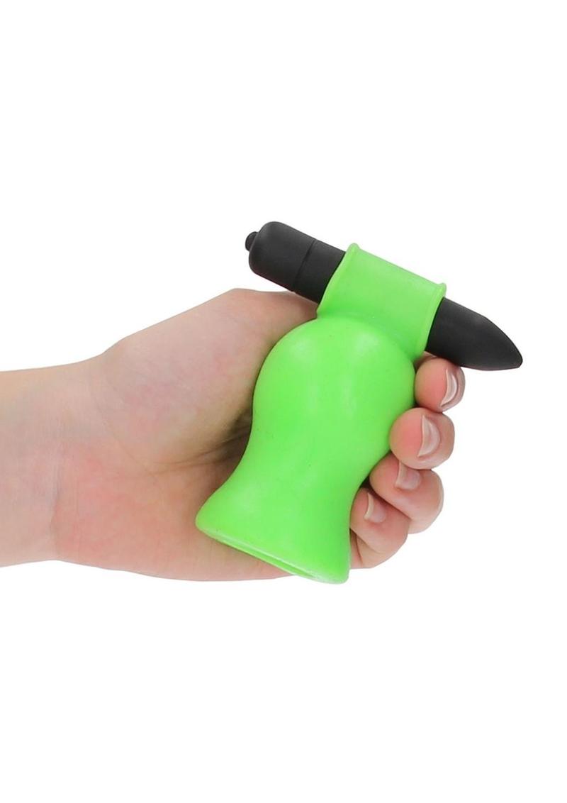 Ouch! Vibrating Head Masturbator - Black/Glow In The Dark/Green