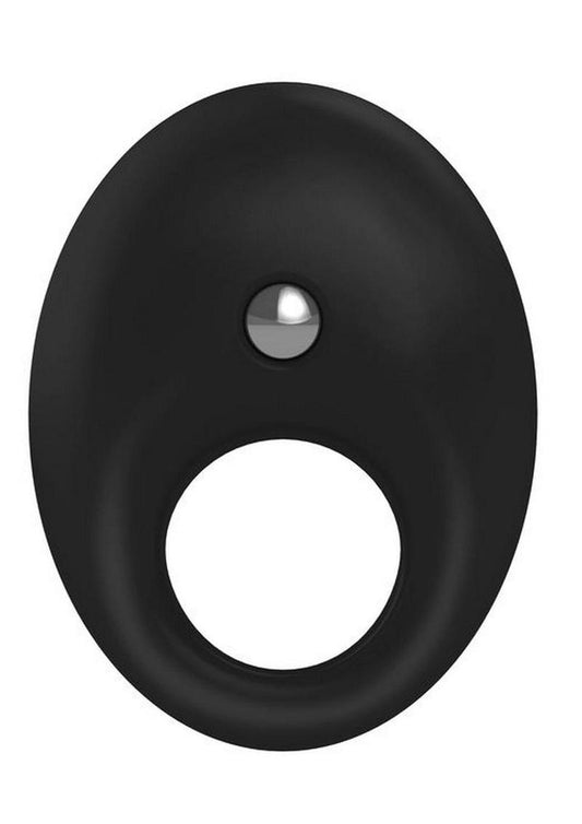 OVO B5 Silicone Cock Ring Waterproof - Black/Chrome - Black
