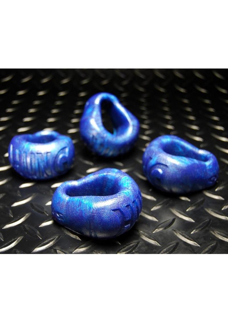 Oxballs Hung Padded Silicone Cock Ring - Blue - 3in