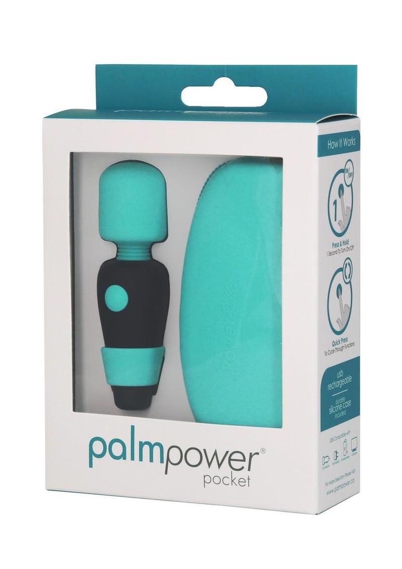 Palmpower Pocket Rechargeable Silicone Mini Wand Massager - Teal