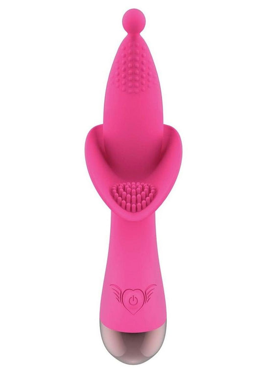 Passion Flower Bud Heat Up Rechargeable Silicone Clitoral Stimulator - Pink