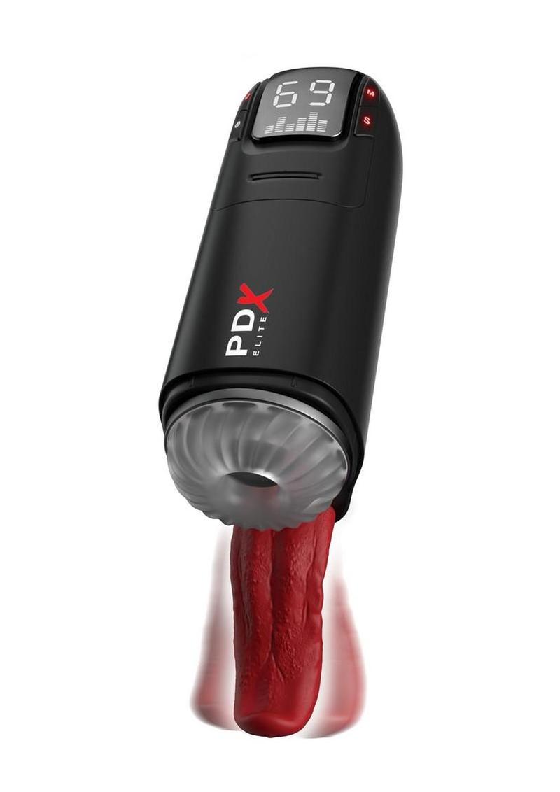 Pdx Elite Fap-O-Matic Ultra Drive Rechargeable Masturbator with Tongue - Red/Vanilla