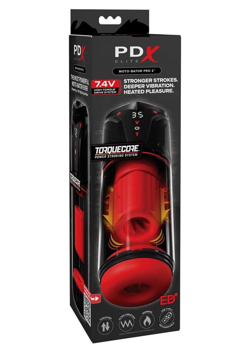 Pdx Elite Moto-Bator Pro 2 Rechargeable Masturbator - Black/Red