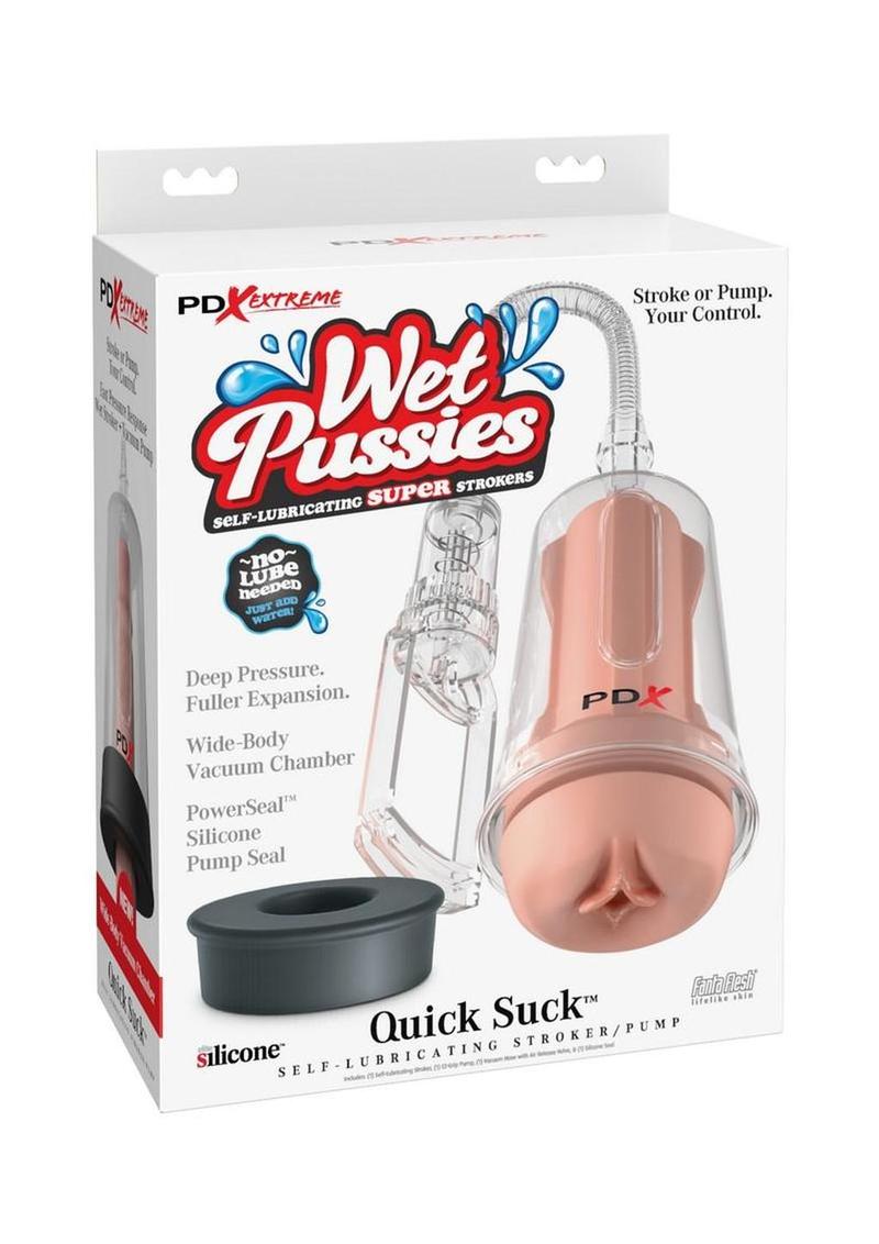 Pdx Extreme Wet Pussies Self Lubricating Pump System Deep Suck - Clear/Vanilla