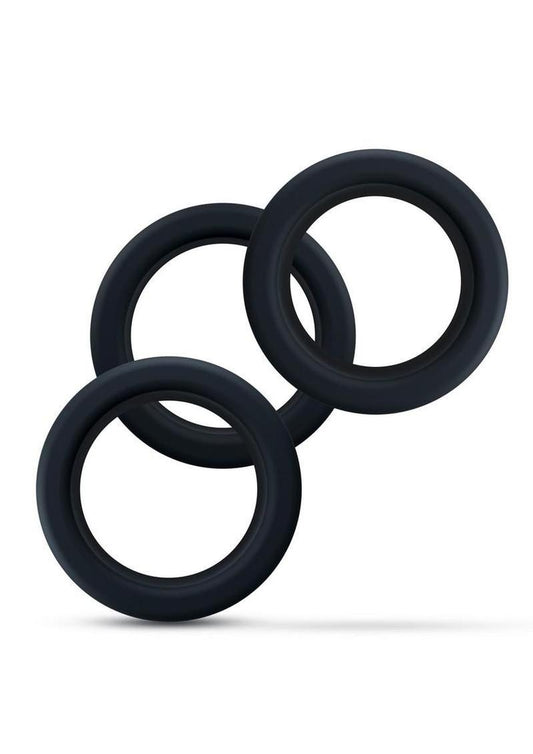 Performance Plus Accelerate Silicone Cock Ring - Black - 3 Piece/Set