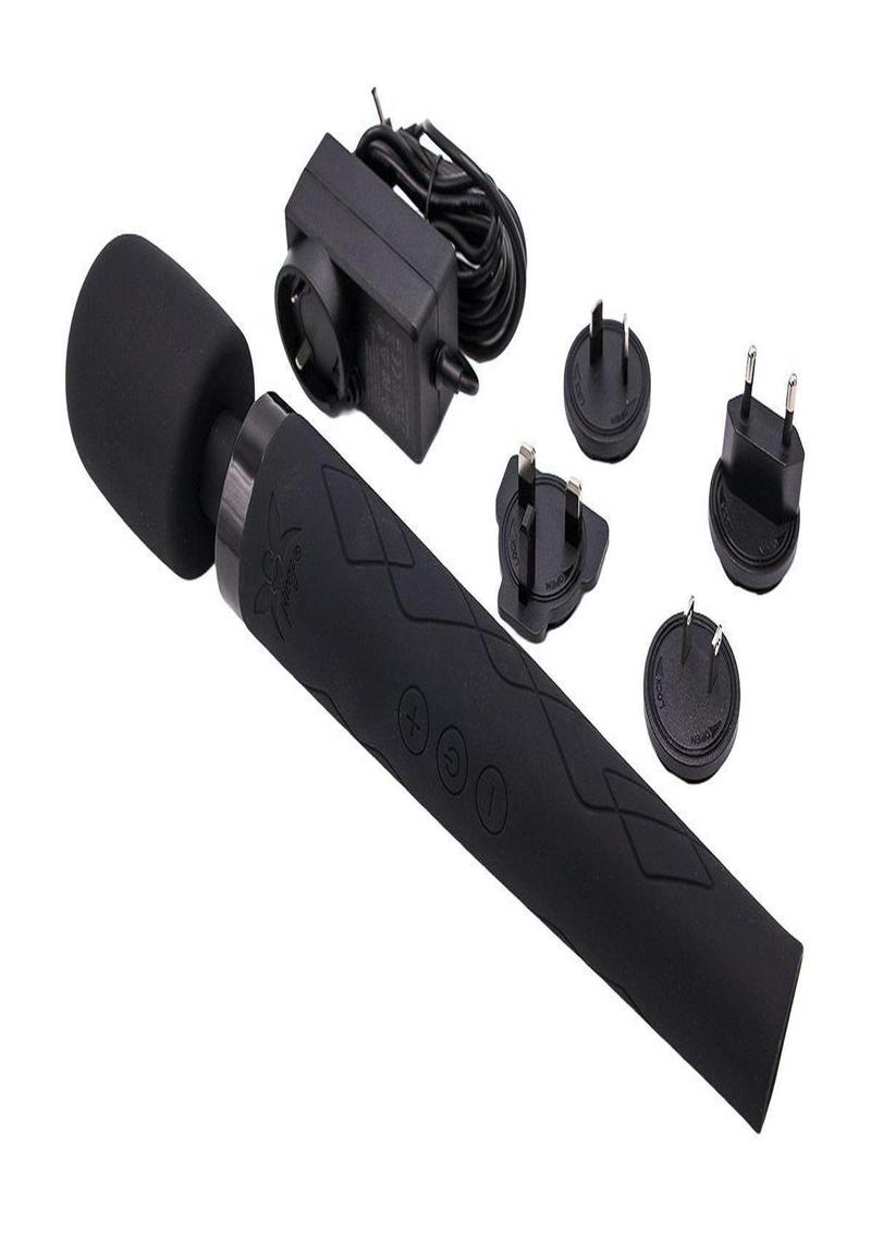 Pixey Deluxe Rechargeable Silicone Massager - Large - Black Velvet