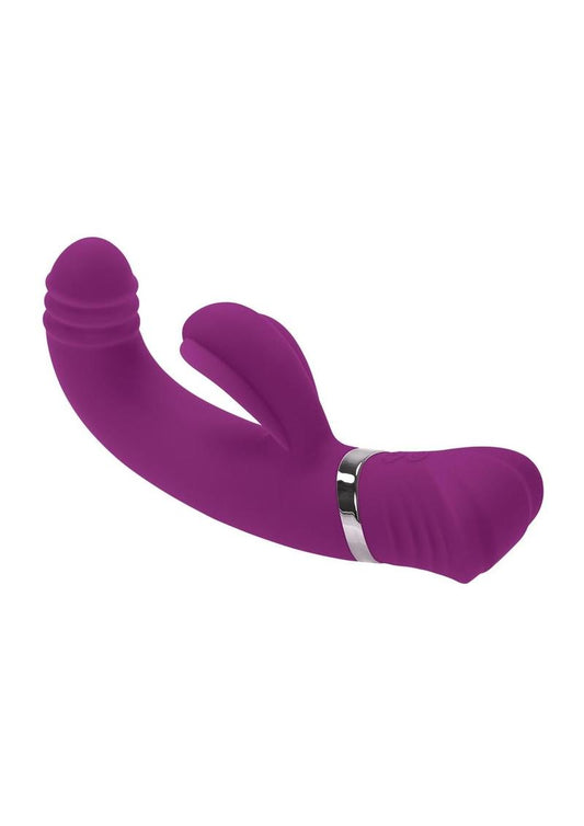 Playboy Tap That Rechargeable Silicone Vibrator with Clitoral Stimulator - Purple