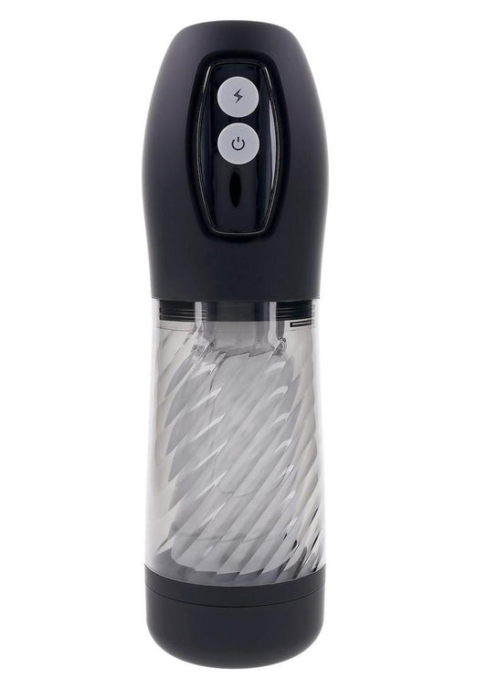 Playboy Whirlwind Rechargeable Thrusting and Spinning Stroker - Black