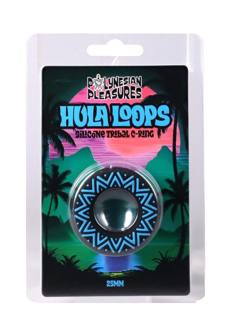 Polynesian Pleasures Hula Loops Silicone Tribal Cock Ring - Black/Blue - 25mm