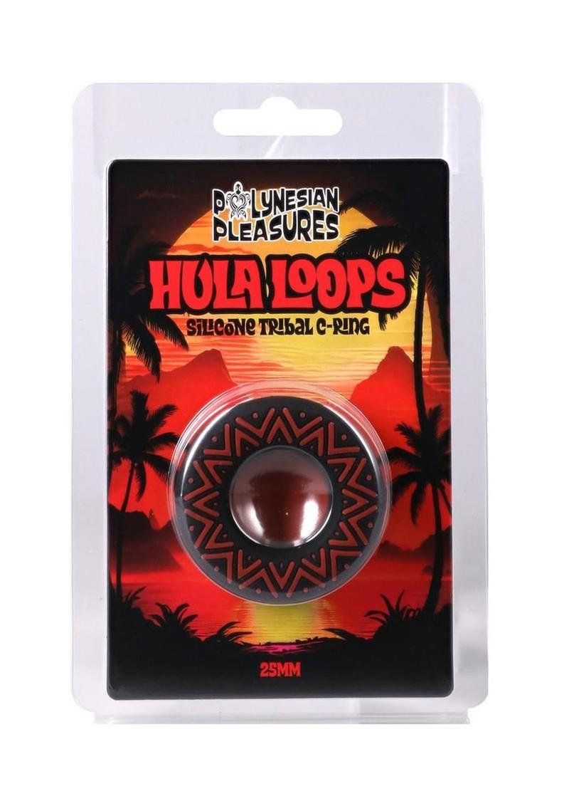 Polynesian Pleasures Hula Loops Silicone Tribal Cock Ring - Black/Red - 25mm
