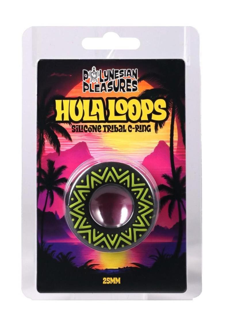 Polynesian Pleasures Hula Loops Silicone Tribal Cock Ring - Black/Yellow - 25mm