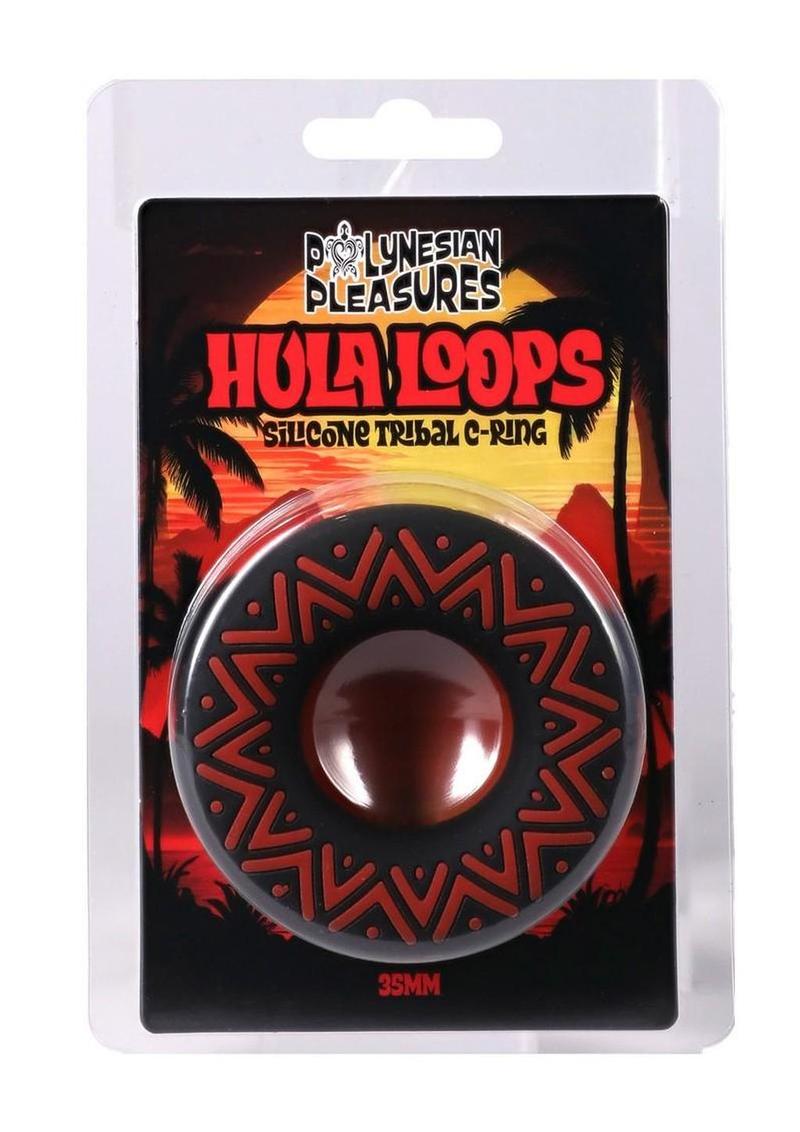Polynesian Pleasures Hula Loops Silicone Tribal Cock Ring - Black/Red - 35mm
