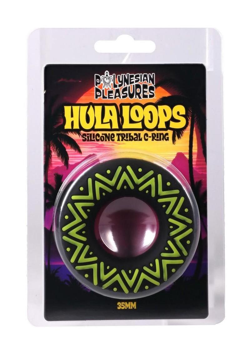Polynesian Pleasures Hula Loops Silicone Tribal Cock Ring - Black/Yellow - 35mm