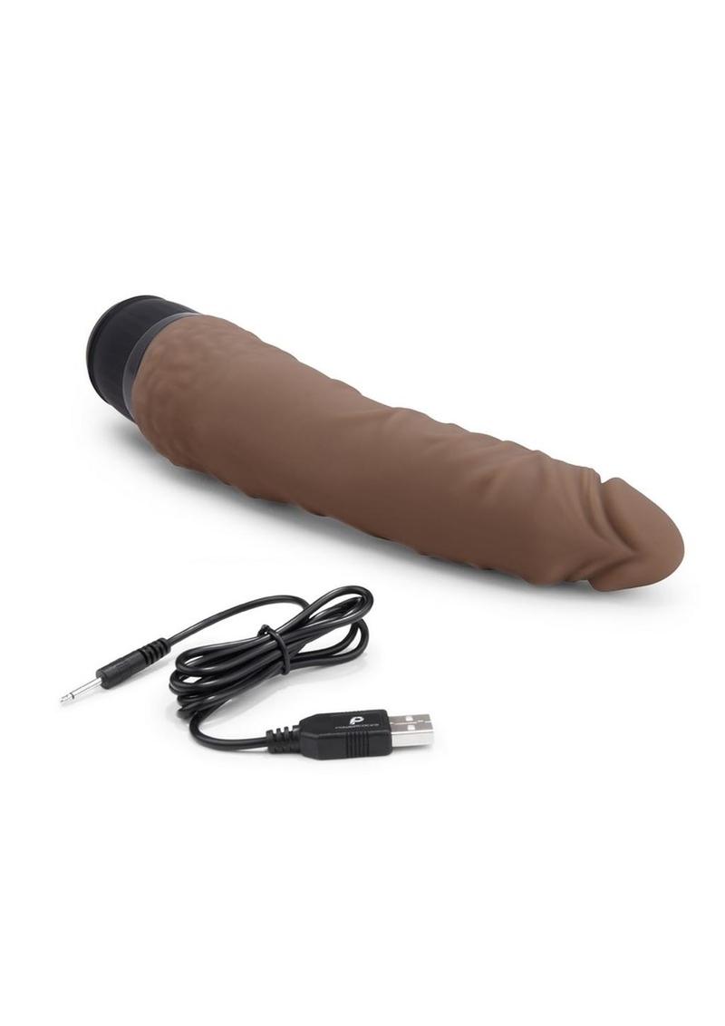 Powercocks Silicone Realistic Vibrator - Chocolate - 7in