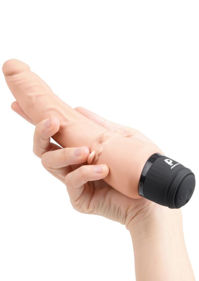 Powercocks Silicone Rechargeable Slim Anal Realistic Vibrator - Vanilla - 7in