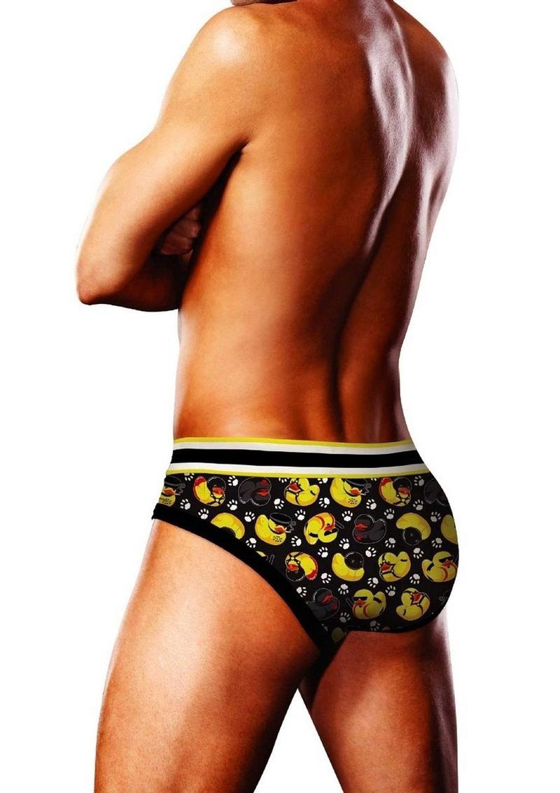 Prowler BDSM Rubber Ducks Brief - Black/Yellow - Large