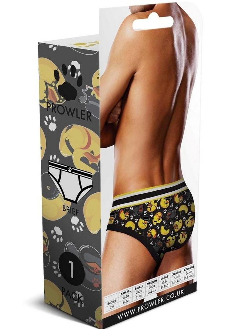 Prowler BDSM Rubber Ducks Brief - Black/Yellow - XLarge