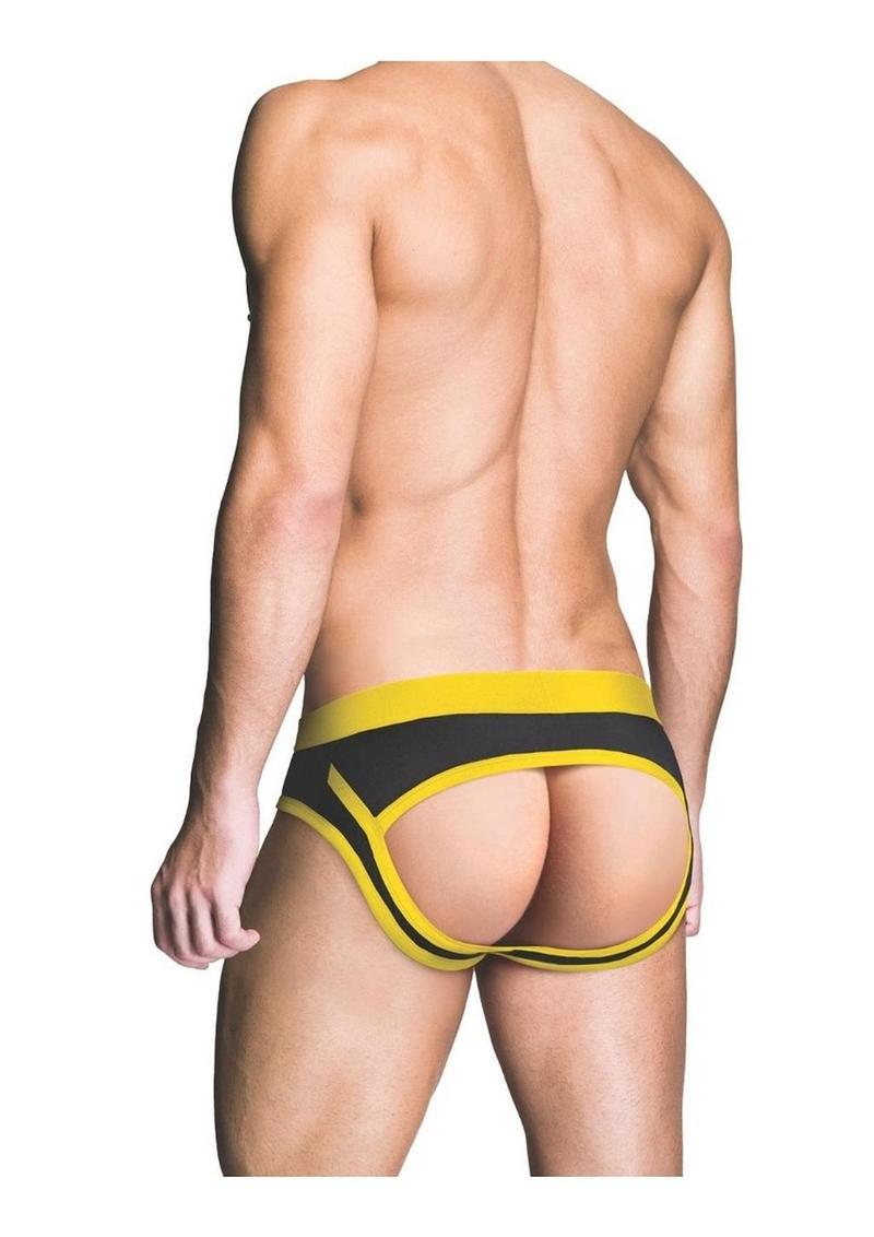 Prowler Red Ass-Less Brief - Black/Yellow - Large