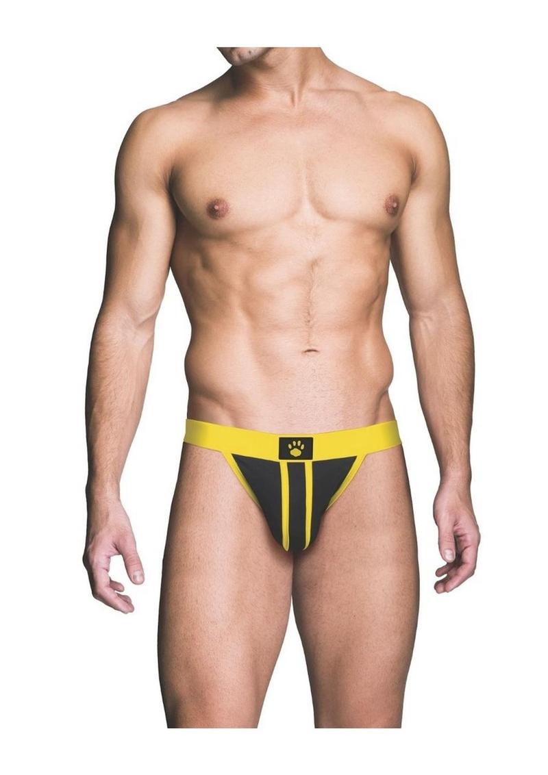 Prowler Red Ass-Less Jock - Black/Yellow - Large