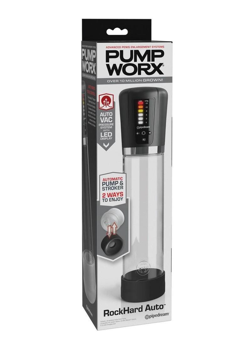 Pump Worx Rock Hard Auto Rechargeable Pump - Black/Clear