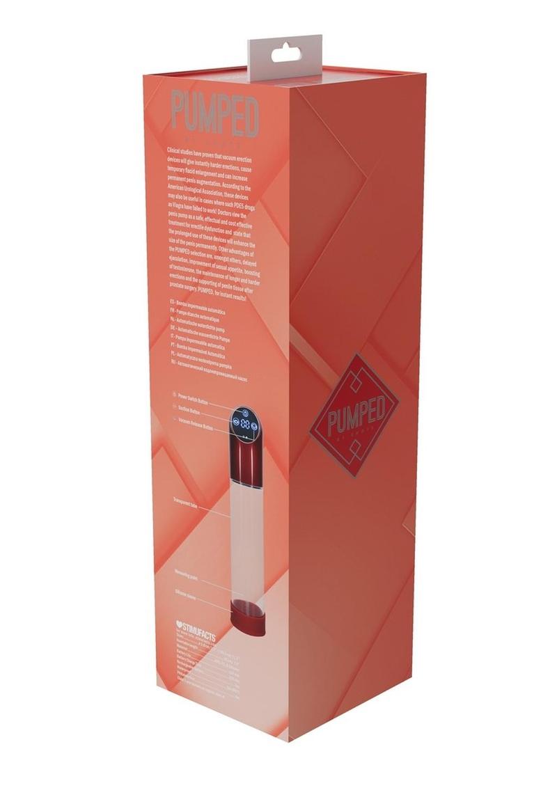 Pumped Automatic Waterproof Rechargeable Silicone Penis Pump - Metal/Red