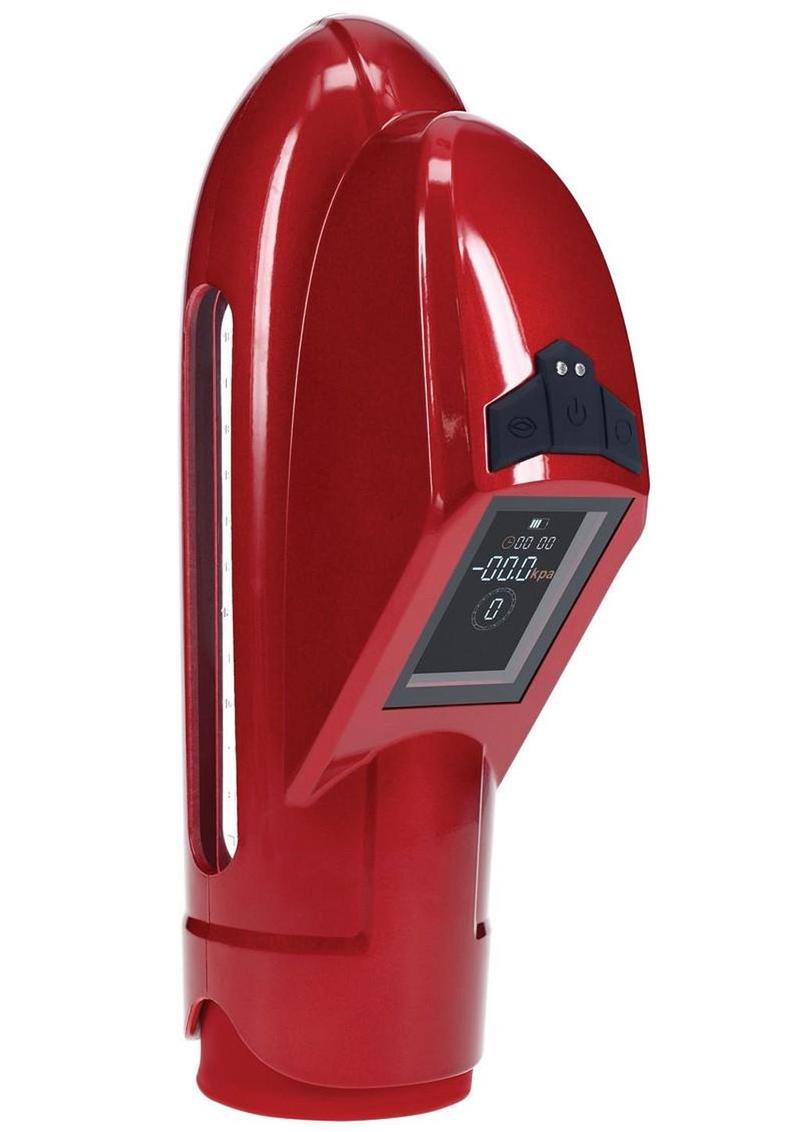 Pumped Digisub Automatic Digital Display Submersible Penis Pump - Metallic - Red
