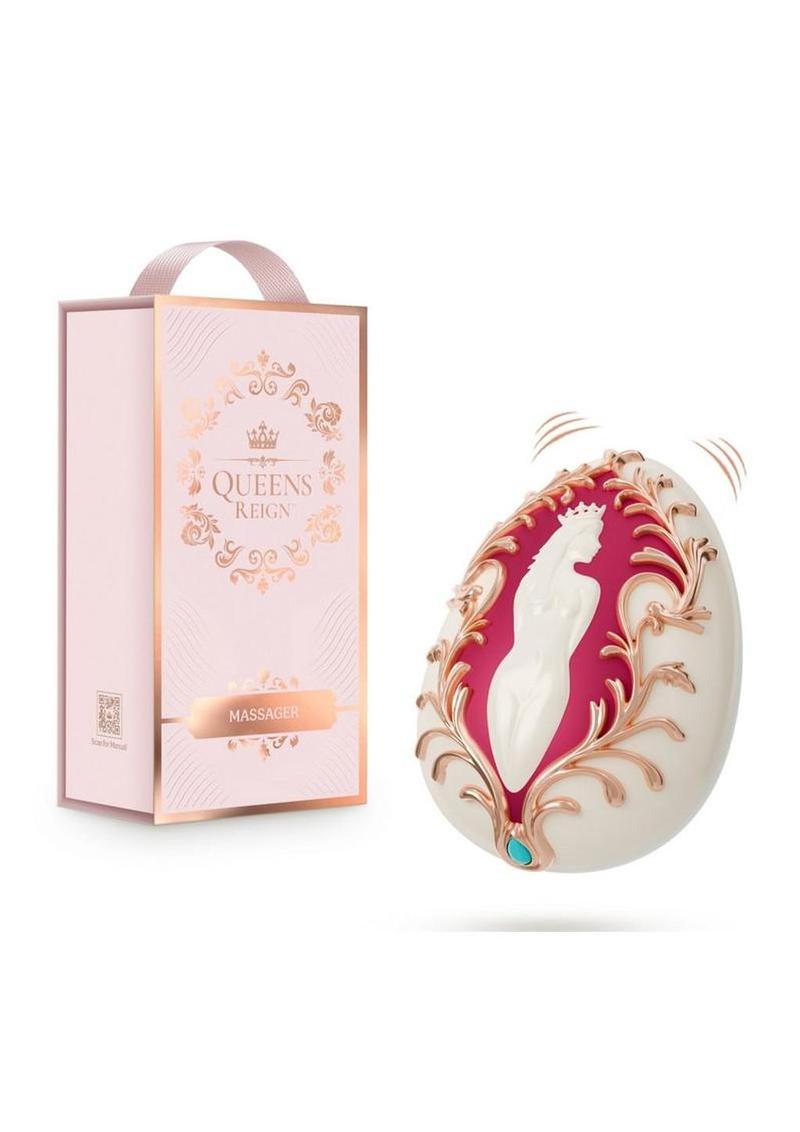 Queens Reign Clitoral Massager Rechargeable Silicone Palm Vibrator - Gold/Ivory