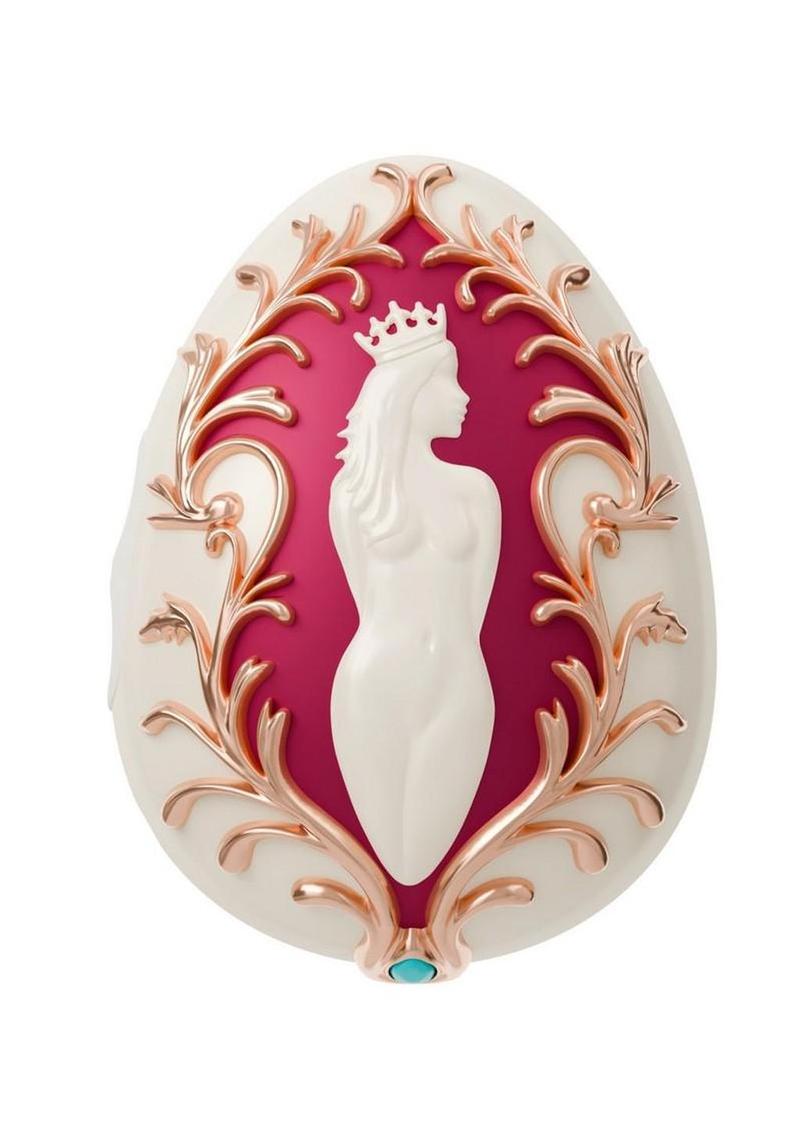 Queens Reign Clitoral Massager Rechargeable Silicone Palm Vibrator - Gold/Ivory