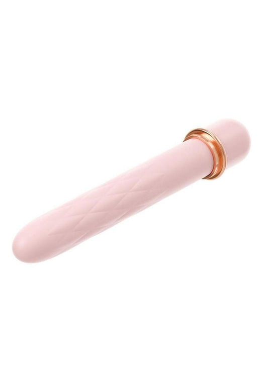 Queens Reign Slim Rechargeable Silicone Vibrator - Gold/Pink