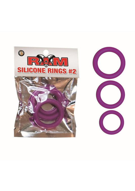 Ram Silicone Cock Rings - Assorted Colors - 24 Per Display/3 Pack/Display