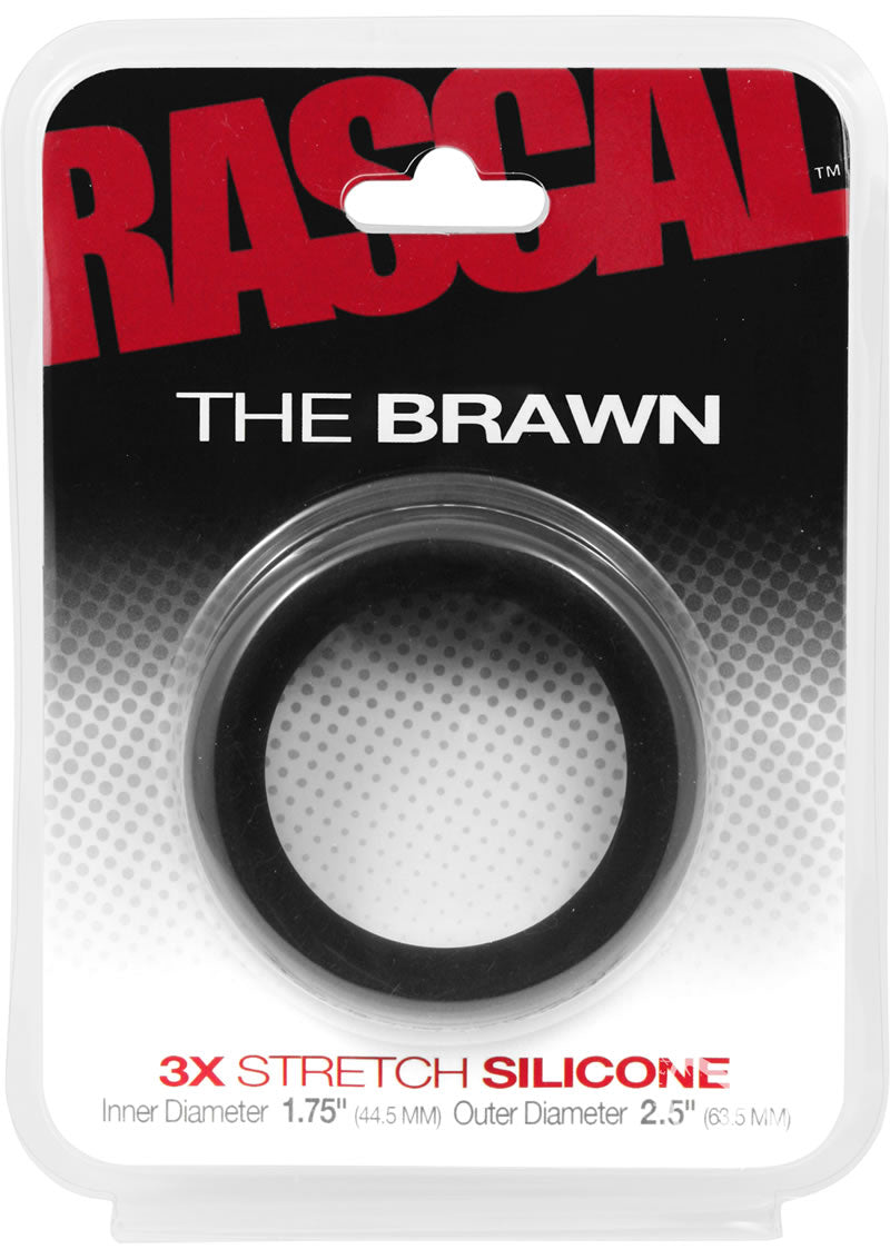 Rascal The Brawn Silicone Cock Ring - Black - 2.5 Inch Diameter